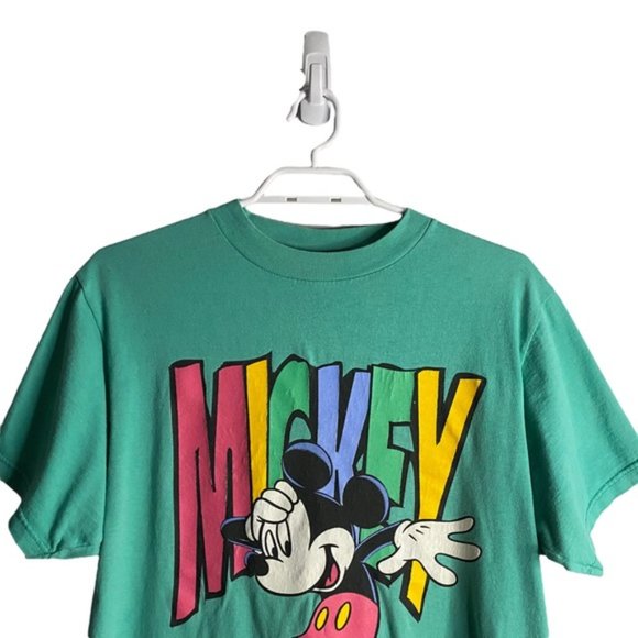 Mickey Mouse Green Graphic Print Short Sleeve T-Shirt - Picture 2 of 7